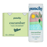 Punchy Drinks - Cucumber, Yuzu & Rosemary - Premium Soft Drink, Mixer, Lightly Sparkling, Vitamin D, All Natural, Low Calorie, Non Alcoholic - 12 x 250ml