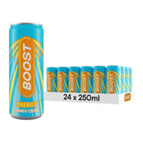 Boost Energy Drink Mango Flavour - 24 Pack Drinks with Caffeine, Taurine and Vitamin B | Carbonated Energy Drinks | Gluten Free Vegan Low Calorie Fizzy Drinks Multipack | 24x250ml