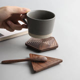 Geometry Peach Wood Coasters (Pack 4)