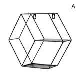 Wall-Mounted "Hexagonal" Floating Metal Storage Shelve Frame Decor - waseeh.com