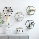 Wall-Mounted "Hexagonal" Floating Metal Storage Shelve Frame Decor - waseeh.com